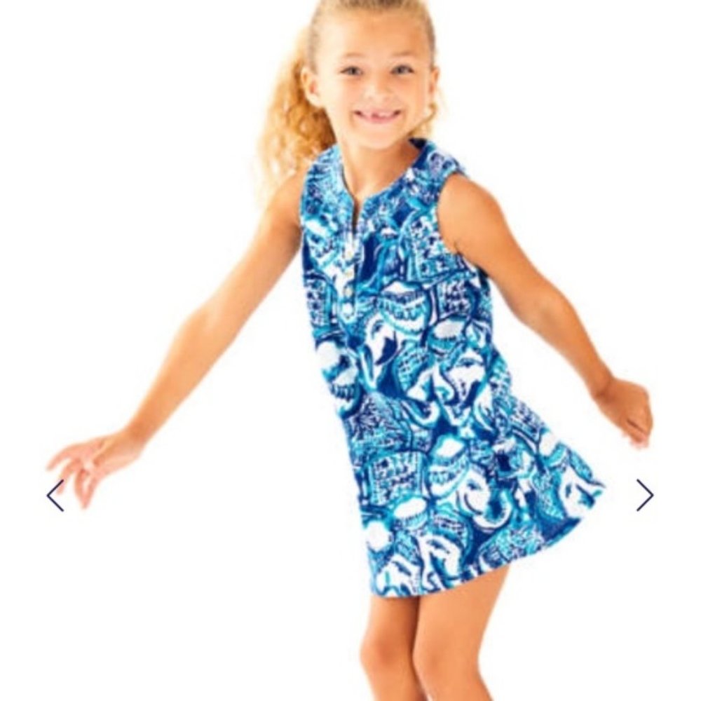Lilly Pulitzer Mini Essie Dress Blue Kids Girls 8 Year S